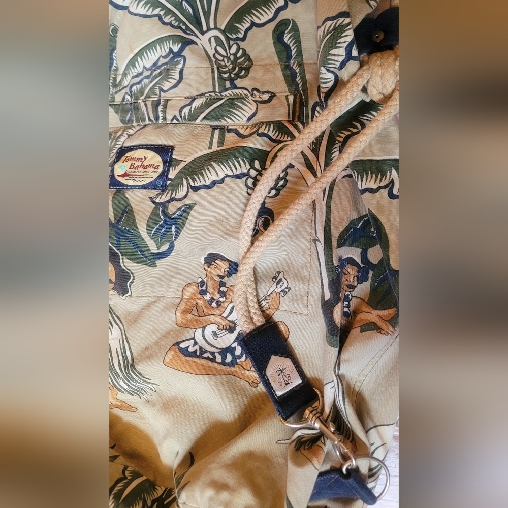 Tommy Bahama Hawaiian Theme Drawstring Beach Bucket‎ Backpack Sling Bag - Picture 6 of 9